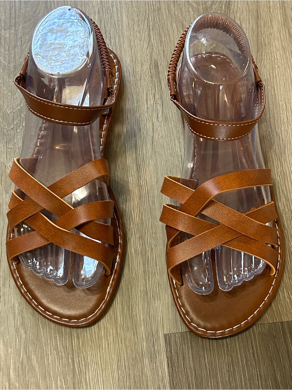 NWOT Women's Brown Strappy Ankle-Back Sandals Size 8